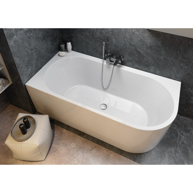 Freistehende Recht Rundeck Acryl Badewanne 170x82 cm