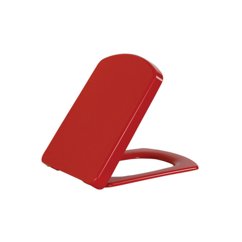 Duroplast WC Sitz flach Edelstahl Scharniere Absenkautomat rot
