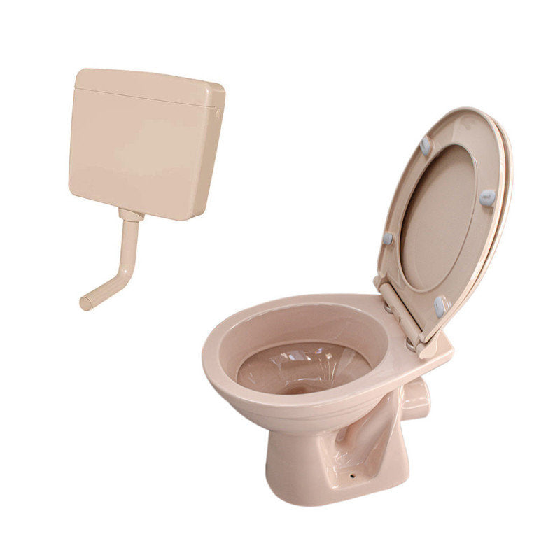 Stand WC Beige Abgang Wand mit Softclose-Deckel und Spülkasten