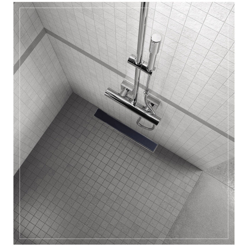 Edelstahl Duschrinne Bodenablauf Ablaufrinne Duschablauf Ablauf Schwarz Glas50cm