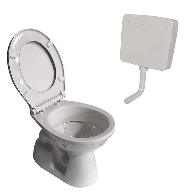 Stand WC Grau Abgang Boden mit Softclose-Deckel und Spülkasten