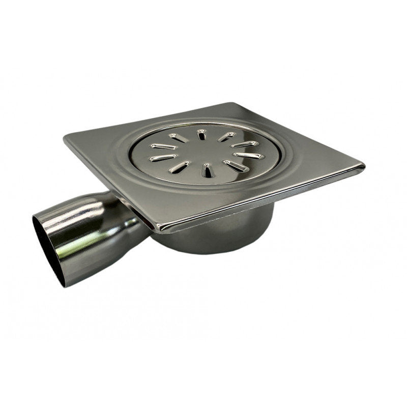 Bodenablauf Edelstahl 150 x 150 mm Hofablauf Duschablauf Badablauf Abgang horizo