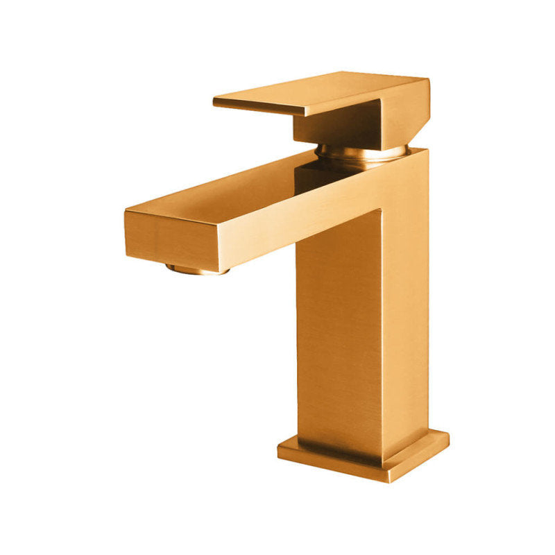 Waschbeckenarmatur Einhebel viereckig Gold gebürstet