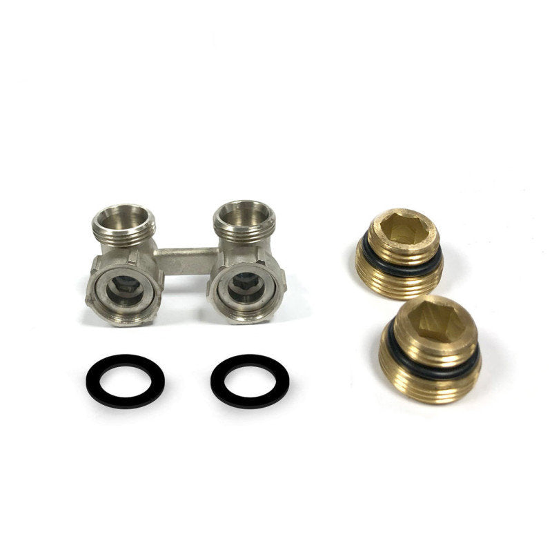 Hahnblock Durchgang Eck 3/4“ AG x 1/2“ Eurokonus Heizkörper Anschluss