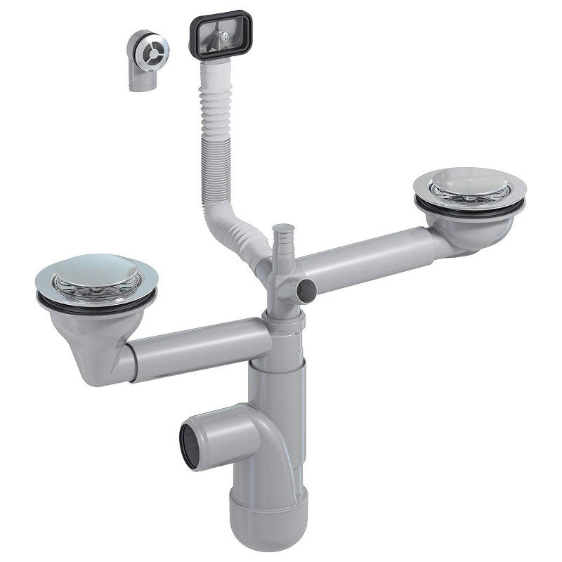 Siphon, platzsparend, universal, komplett für Küchenspülen/Spülbe