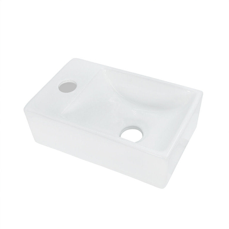 Keramik Design Handwaschbecken Weiß Hahnloch Links 30 x 18,5 x 9,5 cm