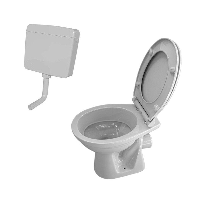 Stand WC Grau Abgang Wand mit Softclose-Deckel und Spülkasten