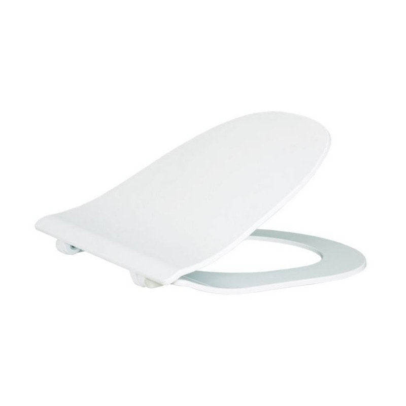 WC Sitz flach Edelstahl Scharniere Absenkautomat weiß