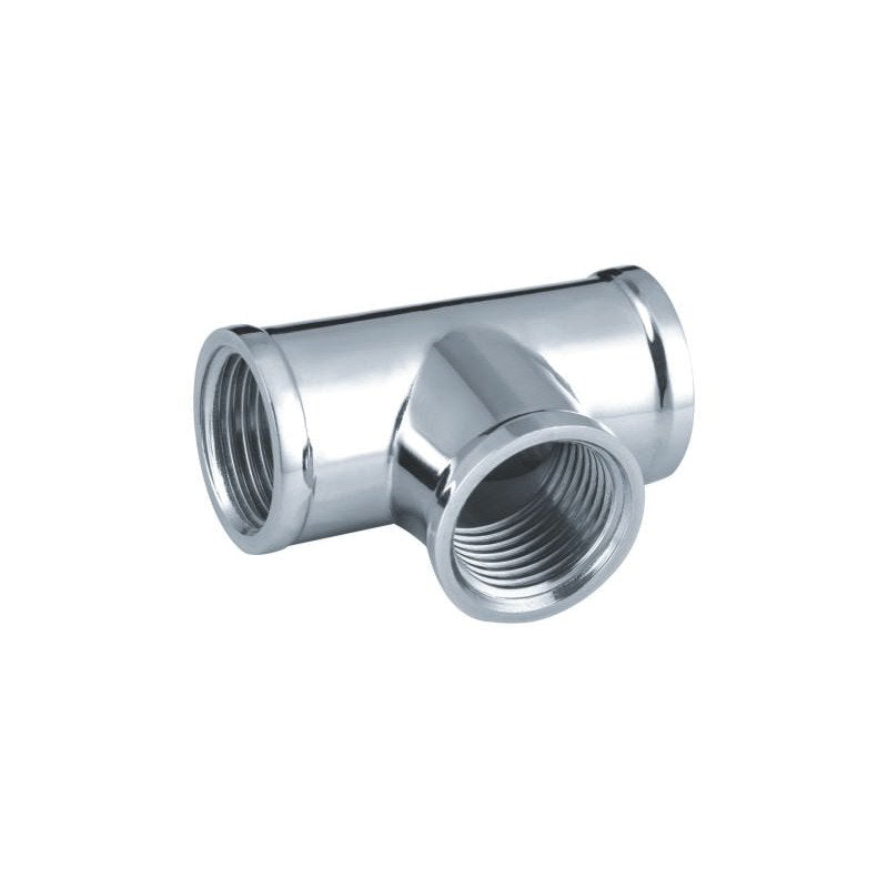 Verchromtes Messing T-Stück Innengewinde IG 3/8"