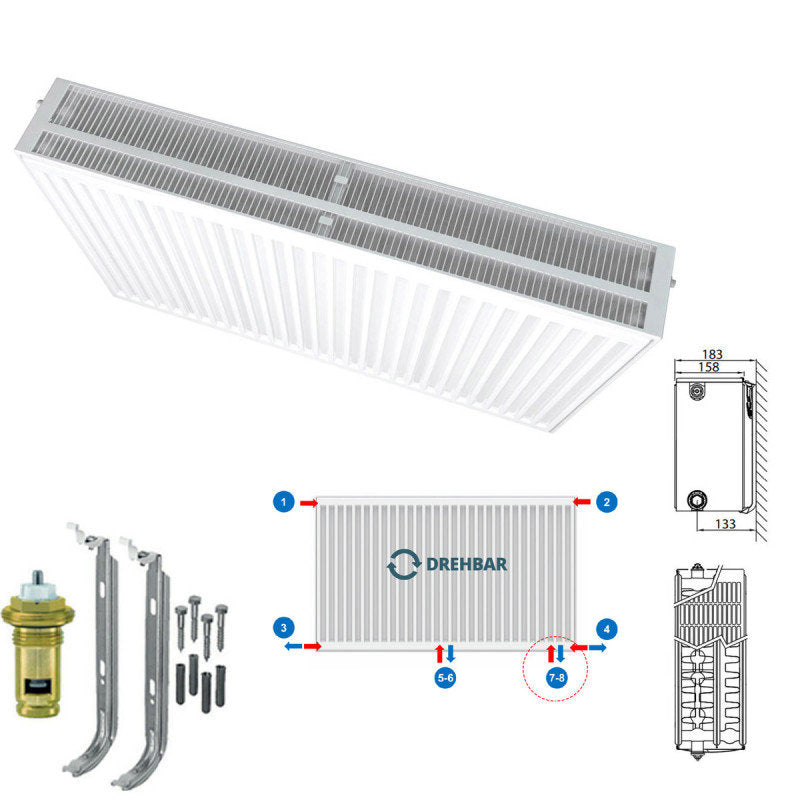 Typ 33 700x600 VentilheizkörperM33  mit 8 Anschlüsse