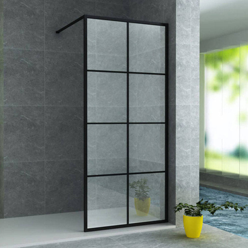 Duschwand Hartglas Begehbar Duschabtrennung Dusche 8mm schwarz matt 100cm