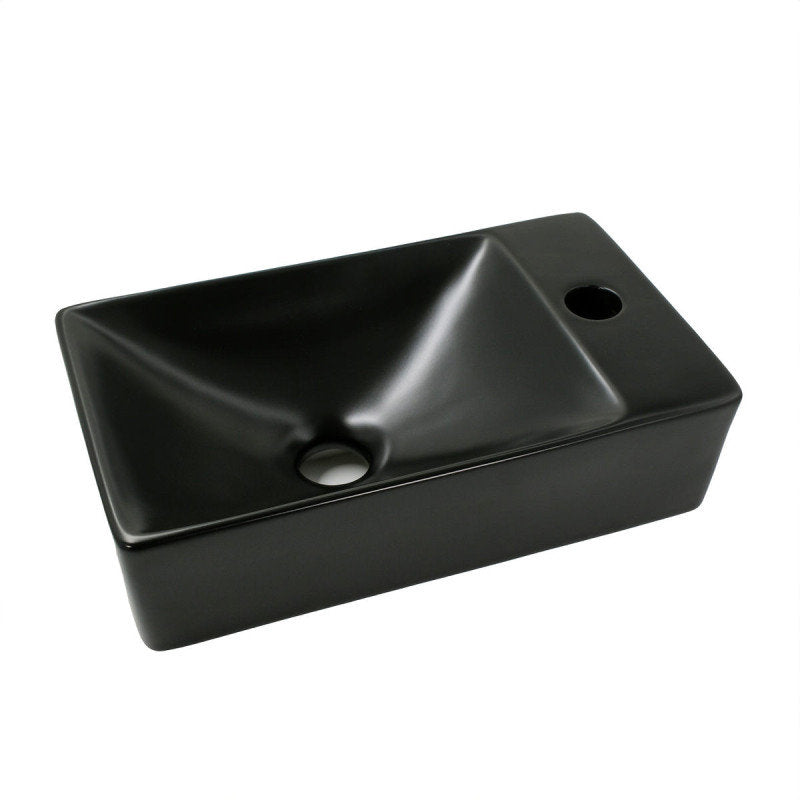 Handwaschbecken Keramik Schwarz Matt Armaturenloch Rechts