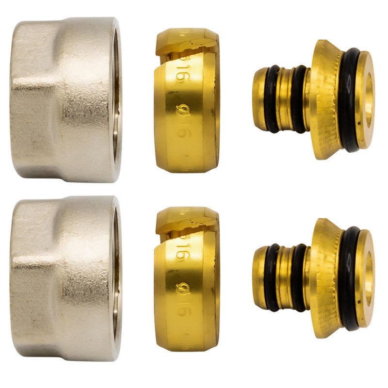 2x Klemmringverschraubung Messing 3/4" Eurokonus für Mehrschicht-Verbundrohr 16