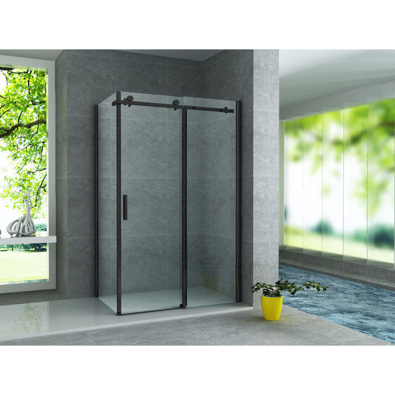 Duschkabine 90x120x195cm Schiebetür schwarz matt 8mm
