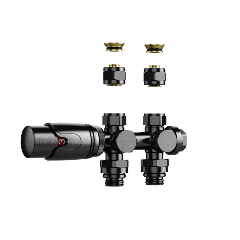 Thermostatische Heizkörperventile für Wand- und Bodenmontage in Gunmetal Grau