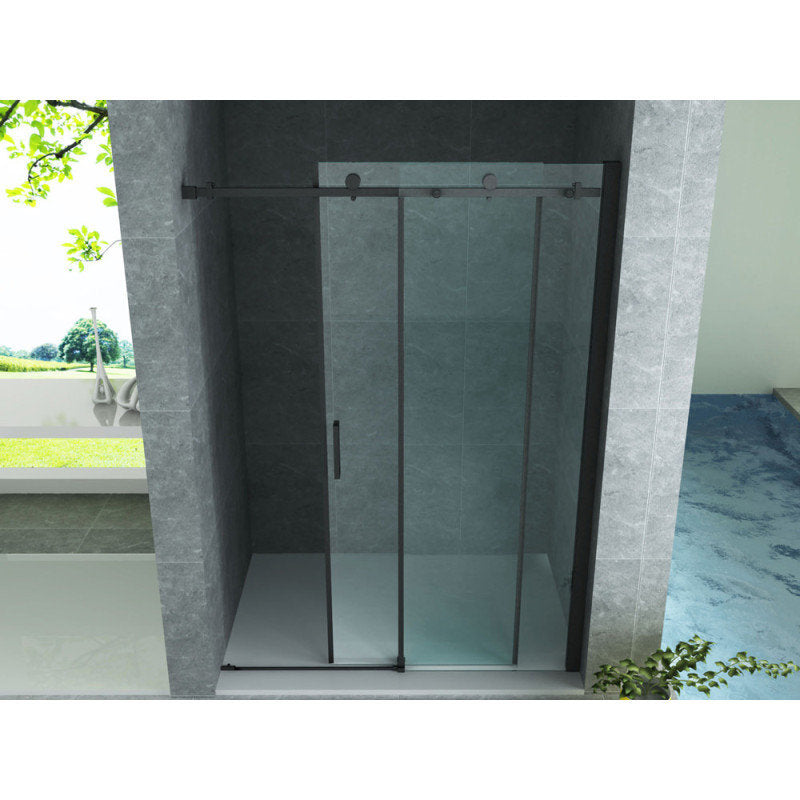 Nischendusche 1400x2000mm Duschtür Schiebetür Dusche Klarglas 8mm schwarz matt