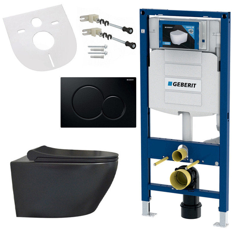 Geberit Spülrandloses Hänge-WC Komplettset mit Softclose-Deckel, Vorwandelement,