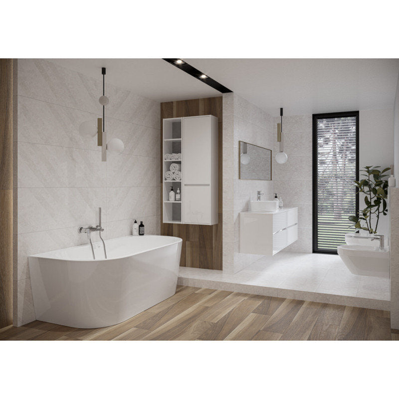 Freistehende Halbrund Acryl Badewanne 170x83 cm