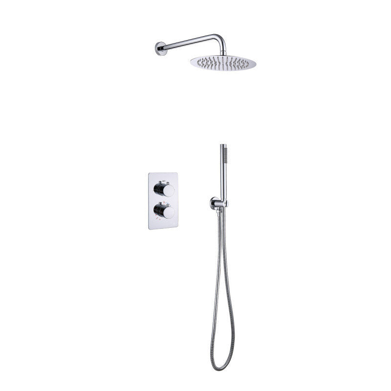 Unterputz Regendusche Set mit Wandarm Mischbatterie Handbrause Ø25cm chrom