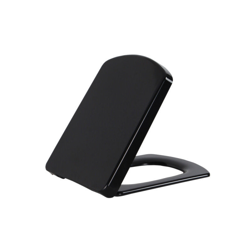 Duroplast WC Sitz flach Edelstahl Scharniere Absenkautomat schwarz