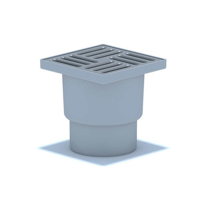 Bodenablauf Edelstahl Durchgang DN110 150x150mm Abgang Senkrecht Duschablauf